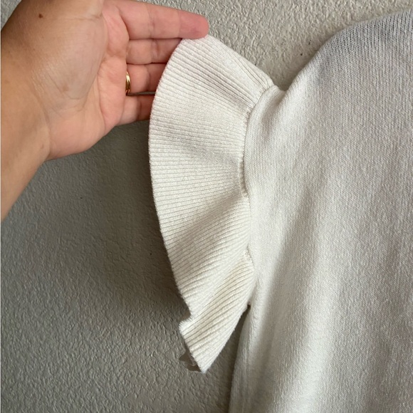 Madewell Cream Ruffle Sleeve Tee XS - Picture 4 of 10